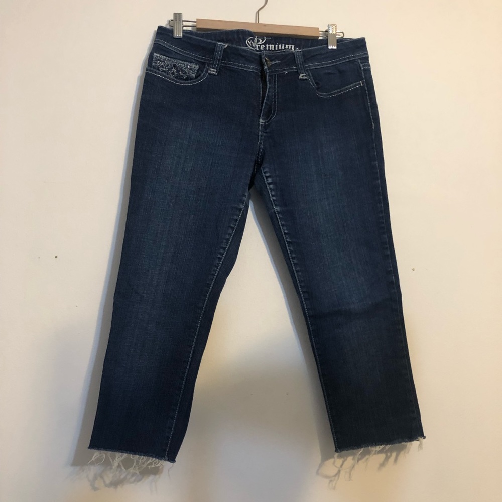 YMI Premium Raw Hem Capri Denim Jean ,11